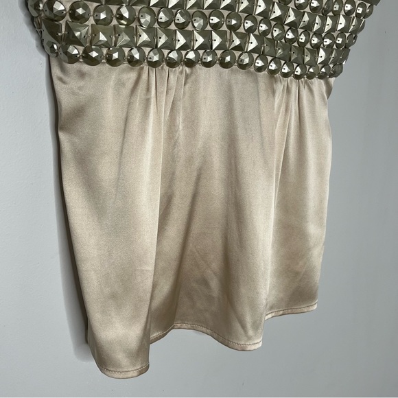 Bebe Size XS Y2K Heavy Beaded Silk Plunging Blouse - Picture 4 of 10